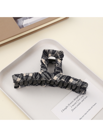 Beau - Retro Plaid Geometric Wrapped Claw Clip