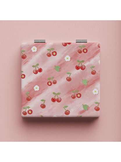 Mirroray - Cute Cherry Pattern Square Compact Mirror