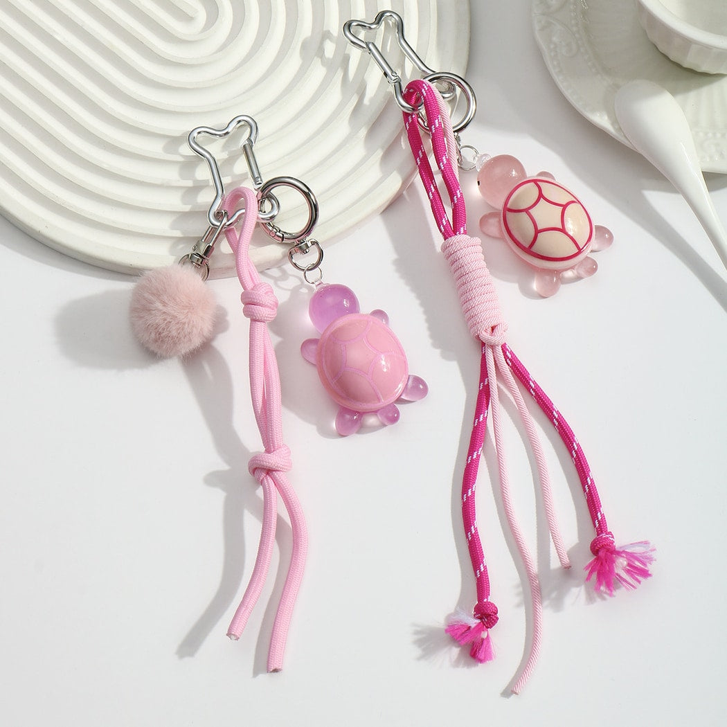 Keypus - Pink Cartoon Turtle Pendant Keychain