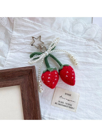 Keypus - Strawberry Bow Flower Bag Charm Keychain