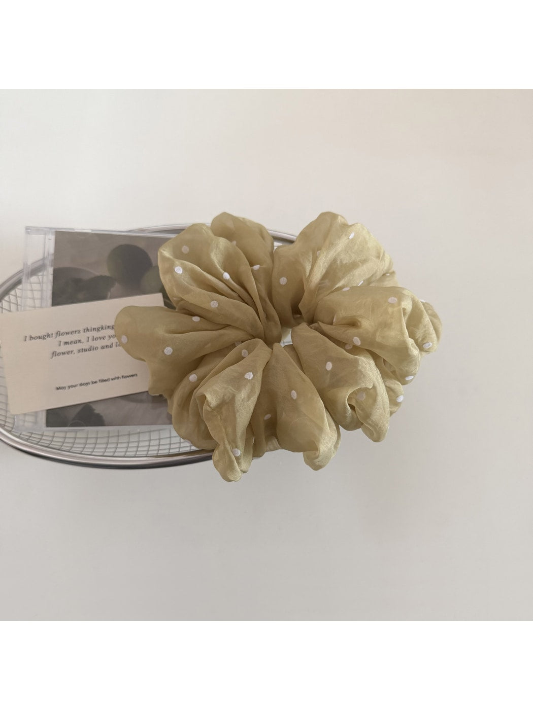 Gifty - Fluffy Polyester Mesh Polka Dot Scrunchie