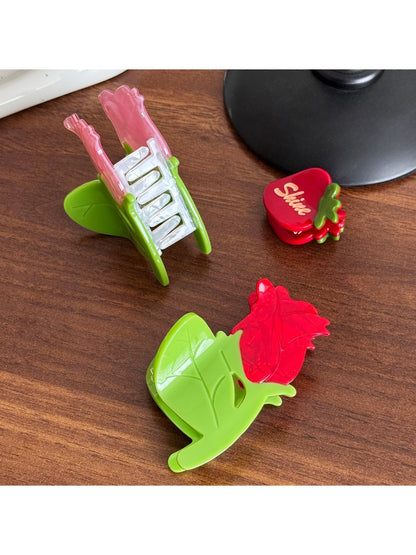 Beau - Cute Strawberry Rose Hair Clips Mini
