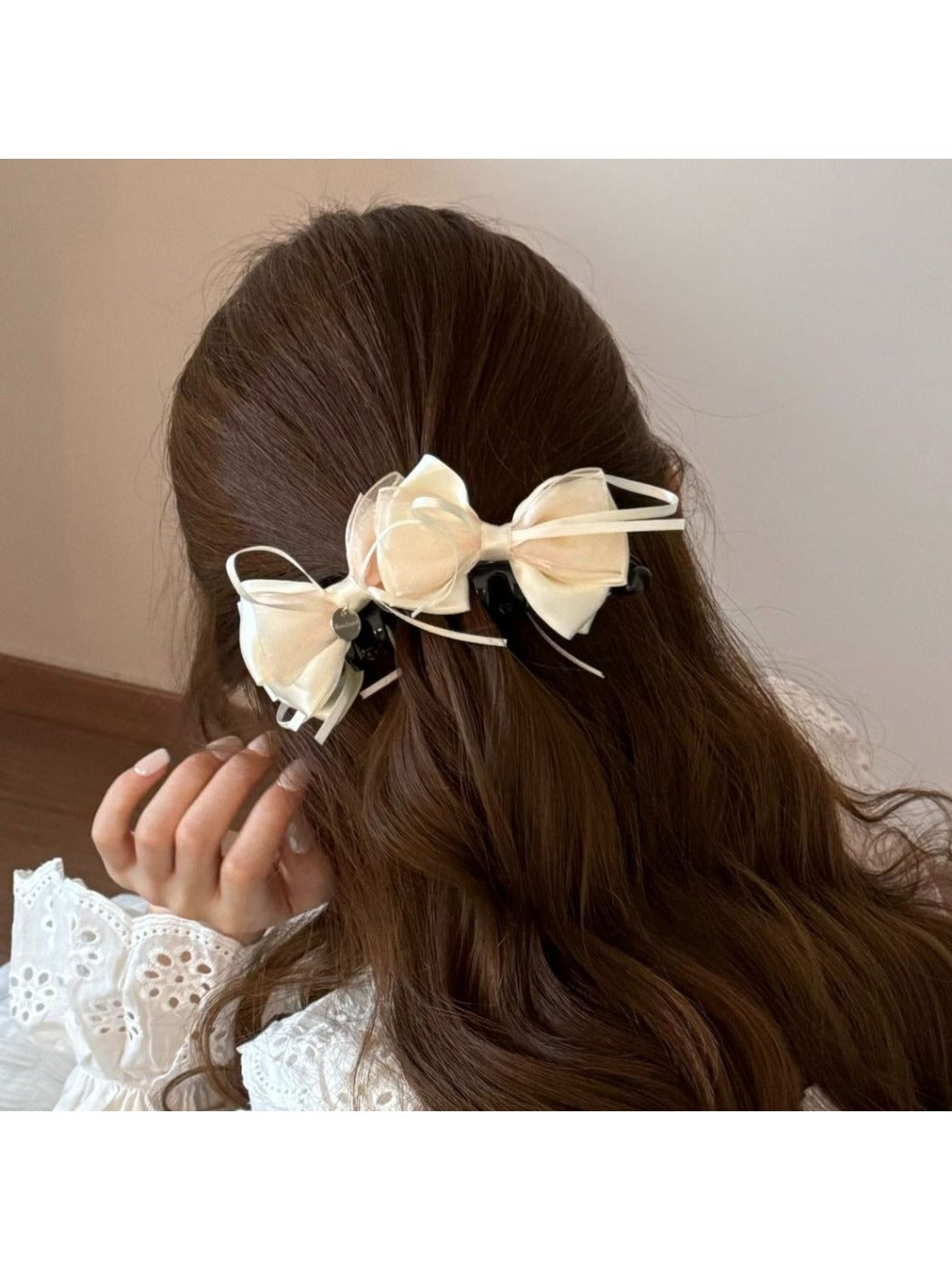 Side view of the Beau Sweet Bow Banana Clip showing the clip mechanism