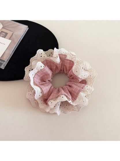 Gifty - Cute Plaid Lace Scrunchie