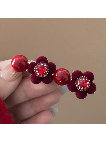 Beau - Red Velvet Flower Hair Clip