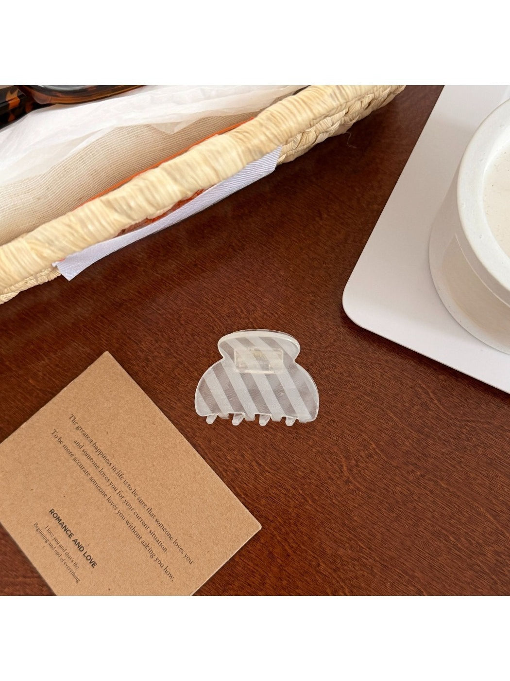 Beau - Striped Translucent Hair Claw Hair Clip