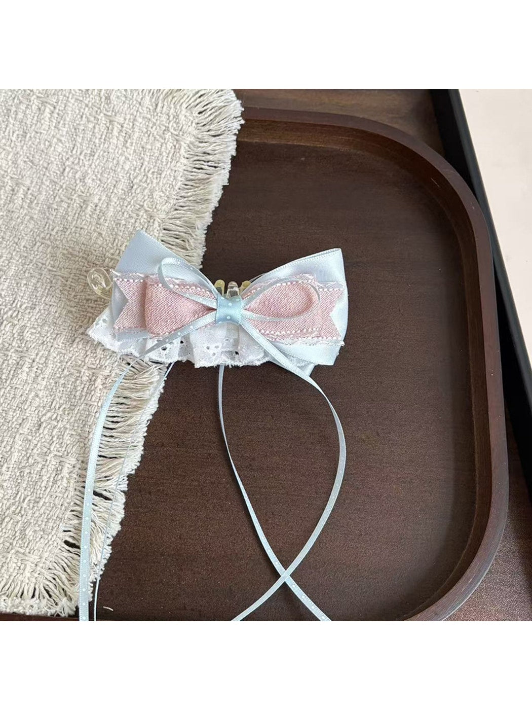 Beau - Lace Bow Ribbon Trim Decorative Banana Clip
