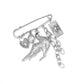 Brovia - Punk Bird Chain Detail Alloy Statement Brooch
