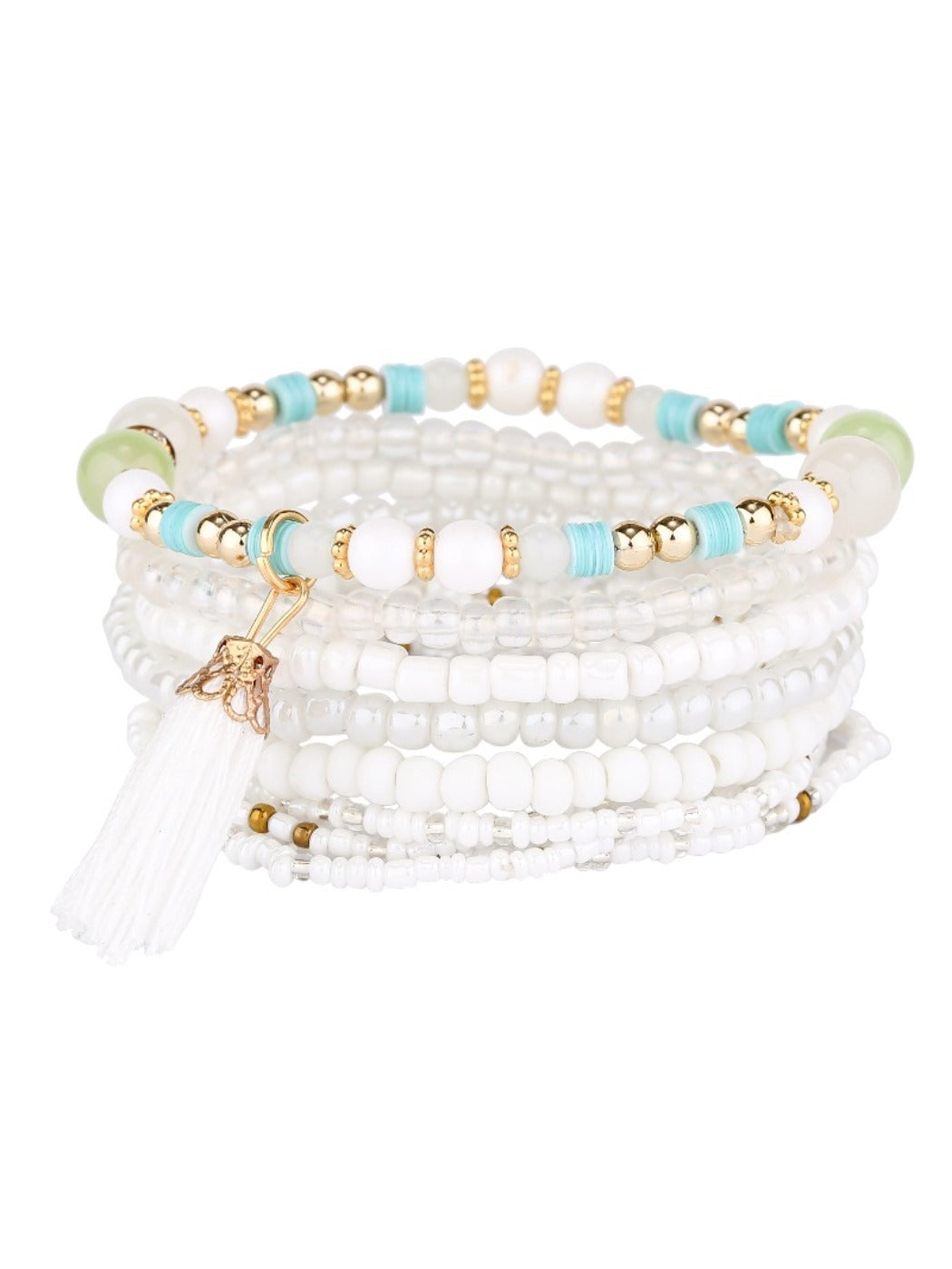Lovra stackable bracelet with round and faceted beads in assorted colors
