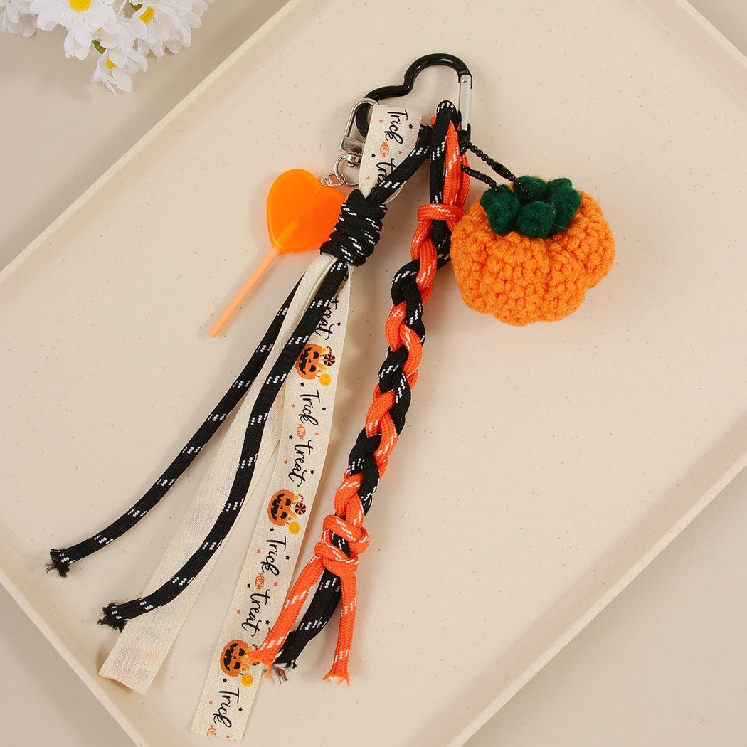Keypus - Orange Pumpkin Lollipop Bag Pendant Keychain