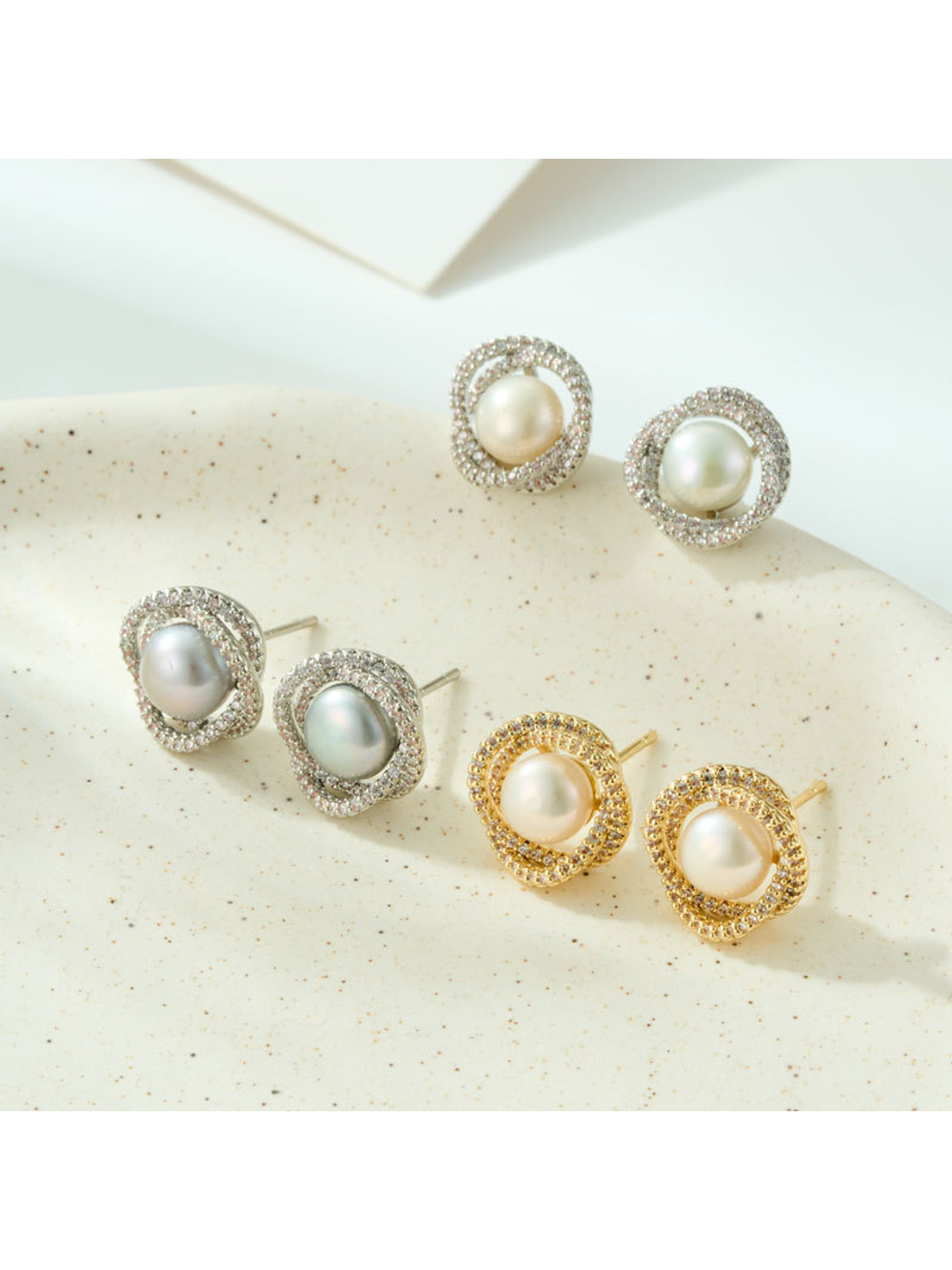 Earedge - Geometric Twisted Double Ring Stud Earrings