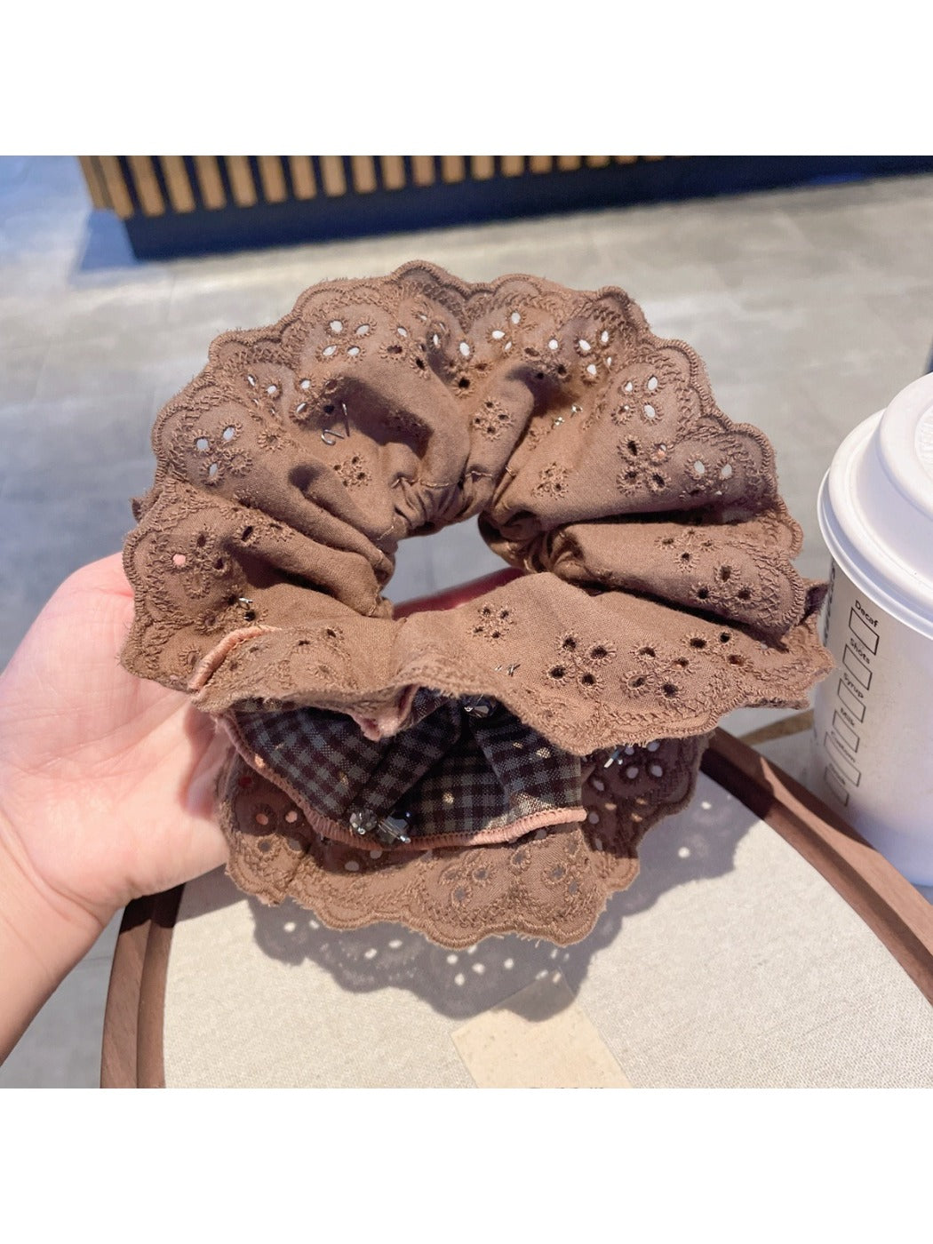 Gifty - Fashion Forward Lace Plaid Scrunchie