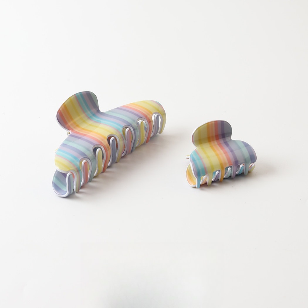 Beau - Glossy Rainbow Stripe PVC Claw Clip