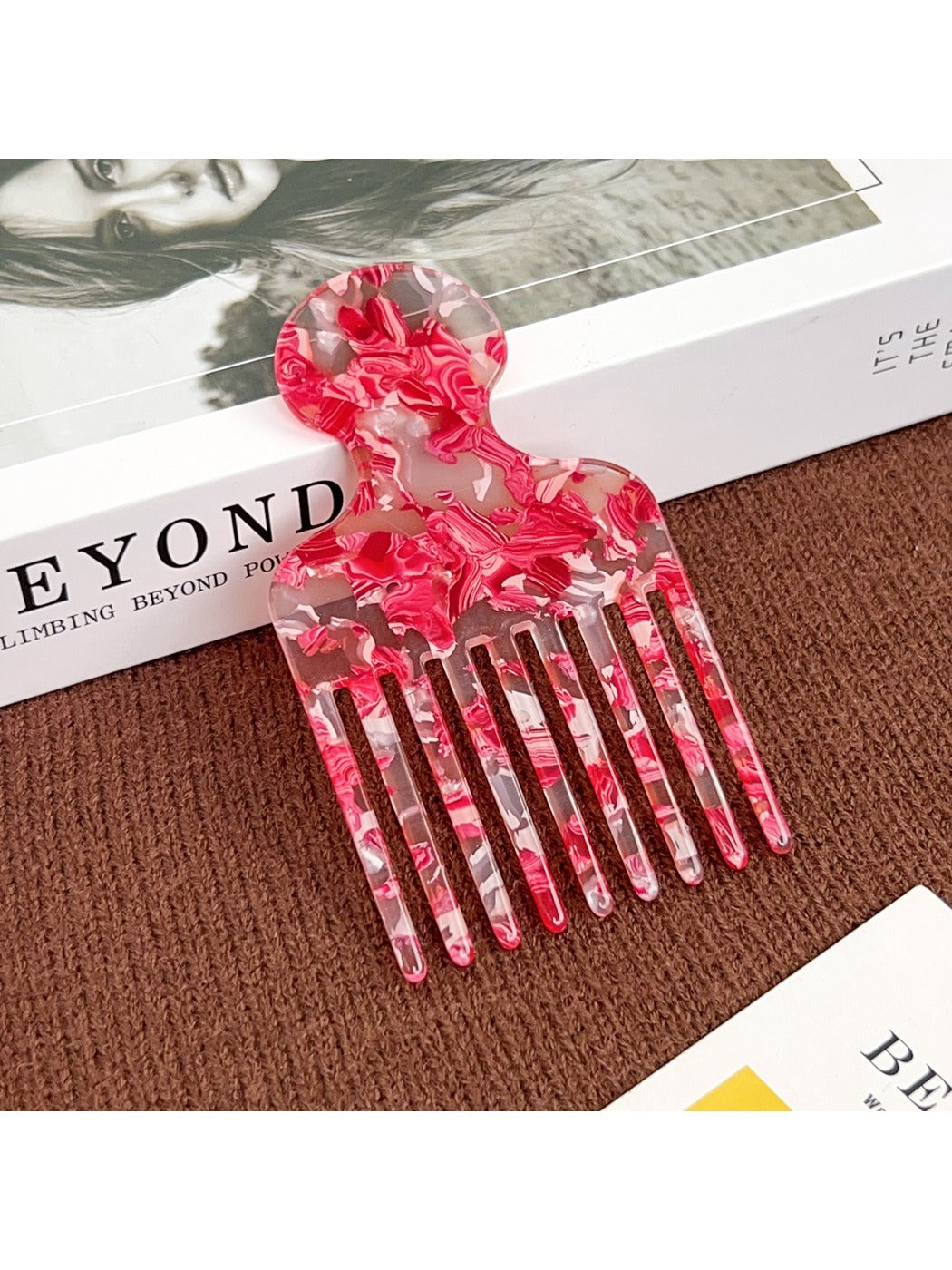 Camerow - Fashionable Marble Pattern Acetate Hair Comb