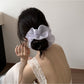 Gifty - Purple Floral Ruffle Trim Fabric Scrunchie