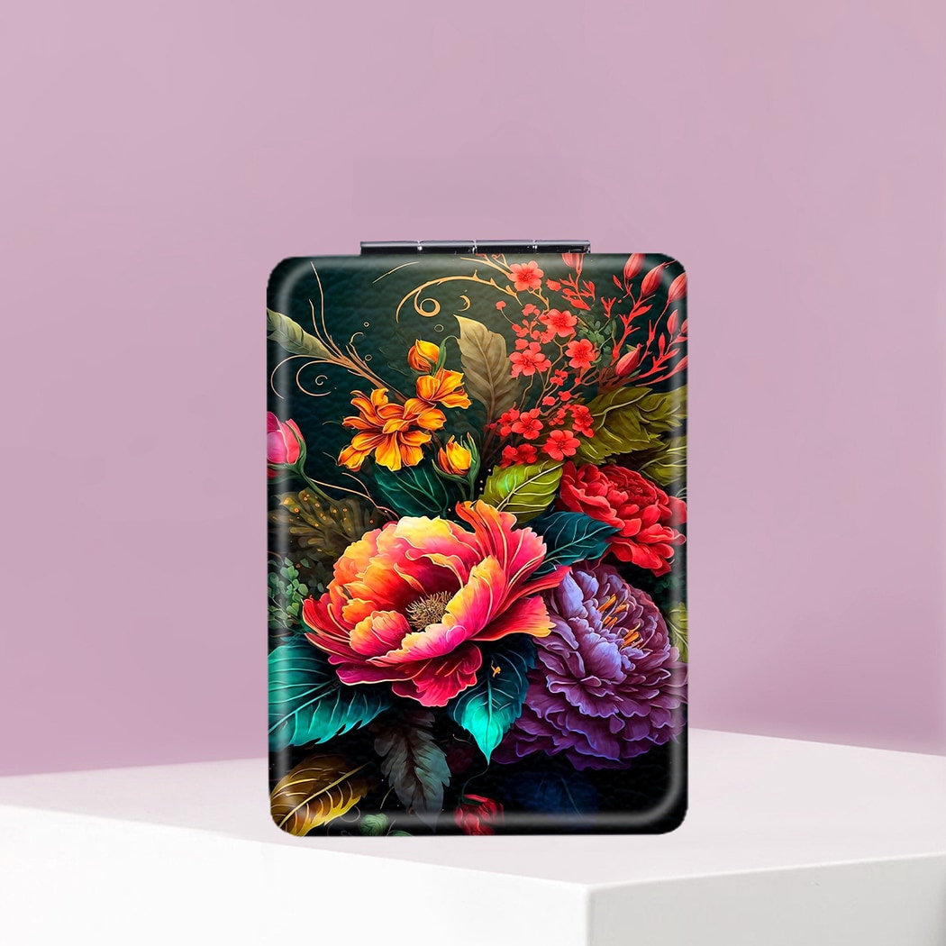 Mirroray - Floral Pattern Foldable Handheld Makeup Mirror