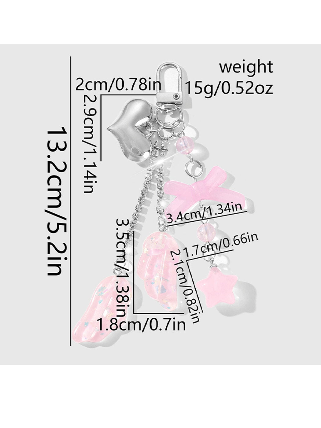 Keypus - Y2K Style Bow Wing Flower Keychain Bag Charm