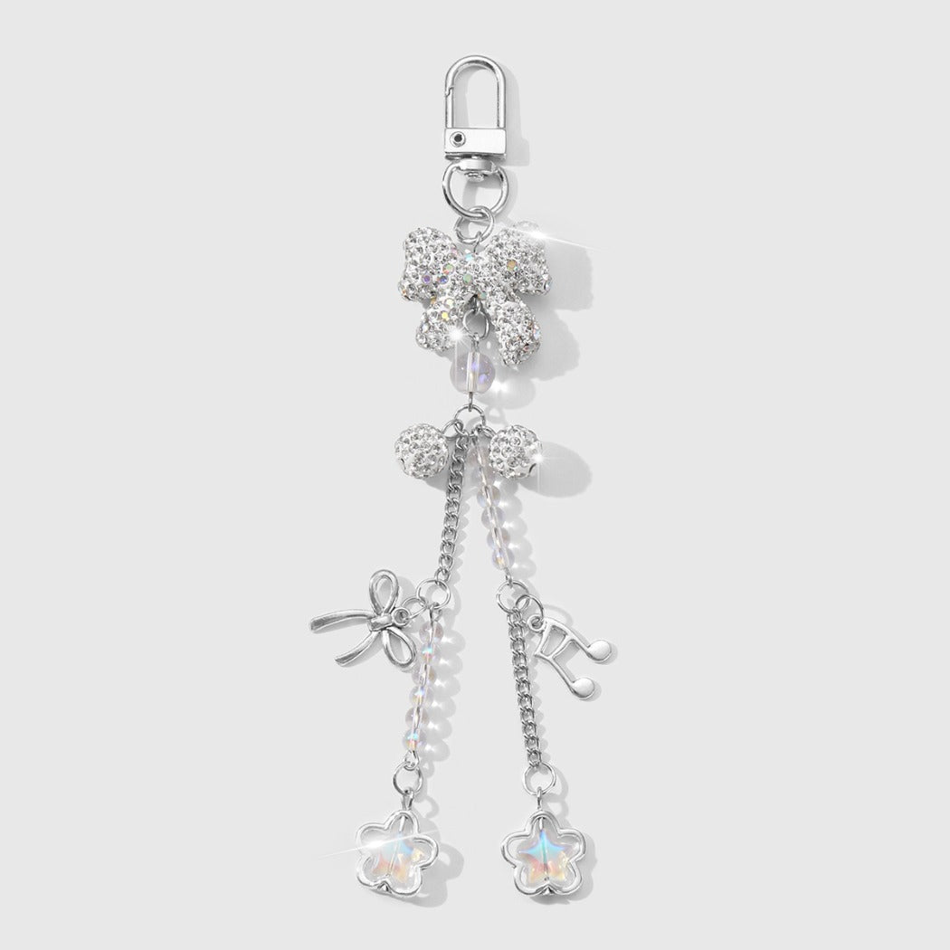 Keypus - Y2K Silver Tone Cross and Bow Keychain