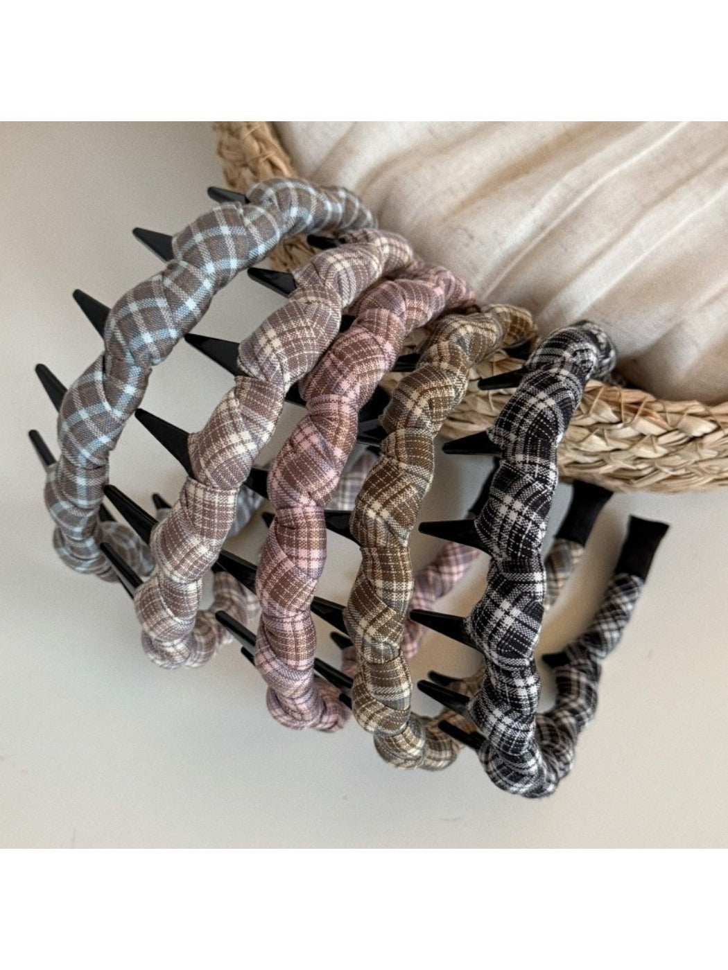 Gifty - Minimalist Plaid Long Tooth Headband
