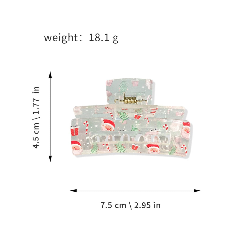 Beau - Christmas Transparent Santa Print Claw Clip