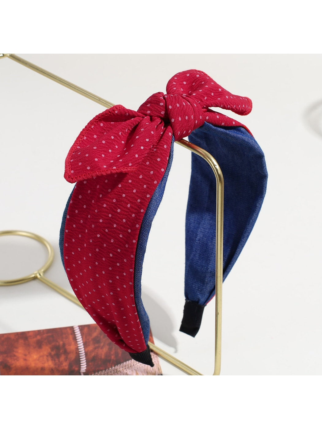 Gifty - Polka Dot Bow Wide Fabric Fashion Headband