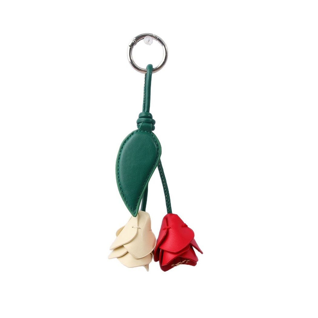 Keypus - Double Color Rose Flower Bag Charm Keychain