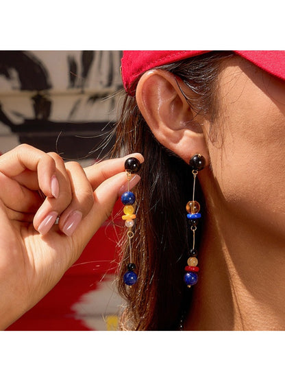 Earedge - Multicolor Bead Drop Earrings