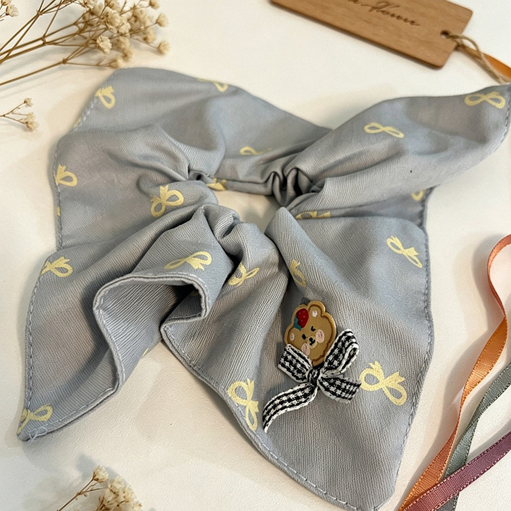 Gifty - Cute Bear Detail Polyester Scrunchie