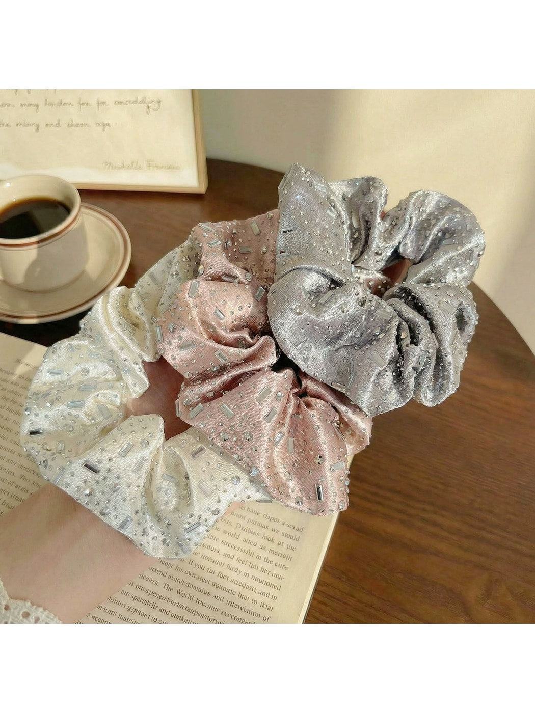Gifty - Rhinestone Embellished High Elastic Scrunchie