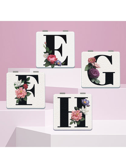 Mirroray - Floral Letter Print Folding Makeup Mirror