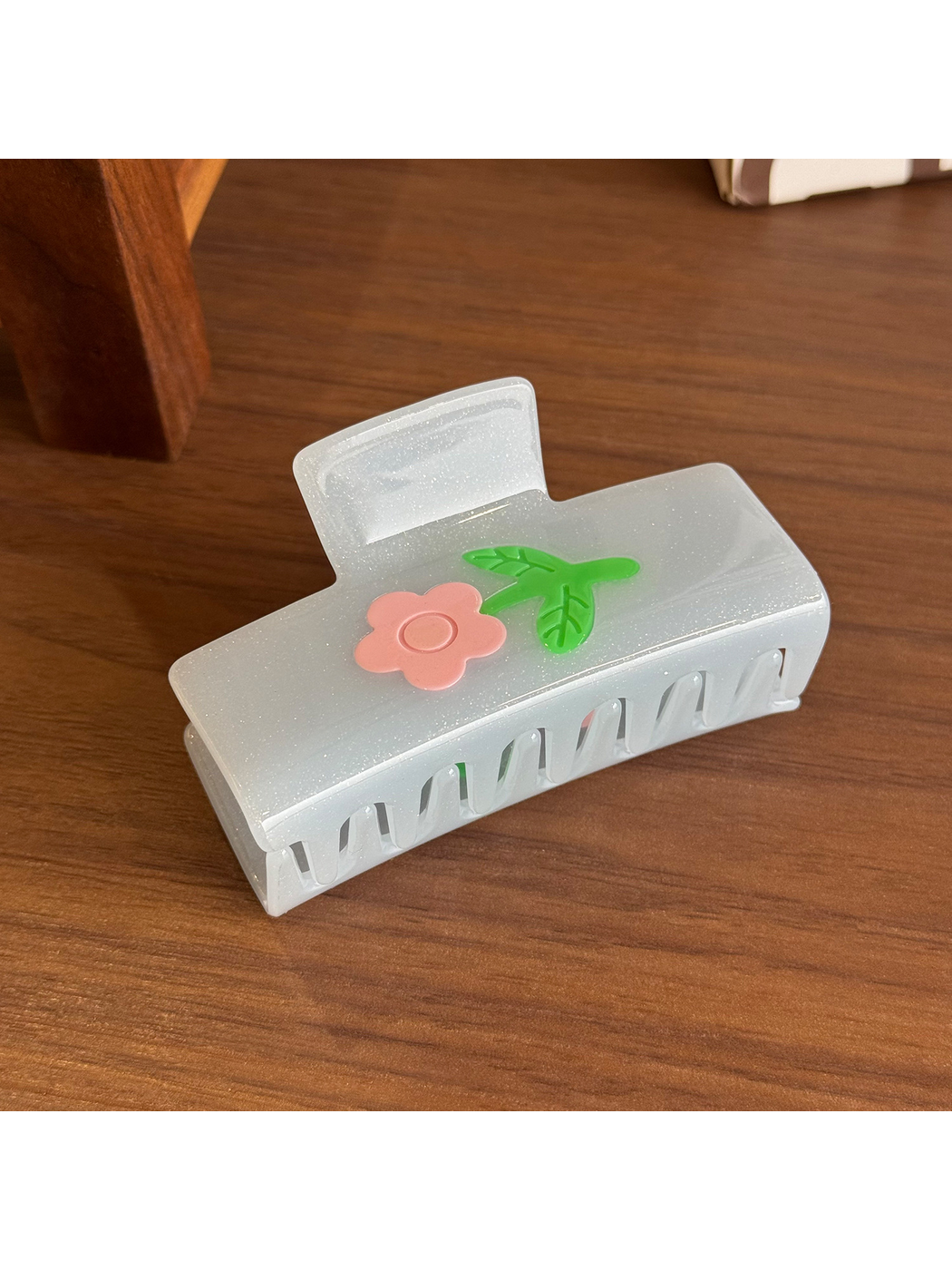 Beau - Floral Rectangular Acetate Claw Clip