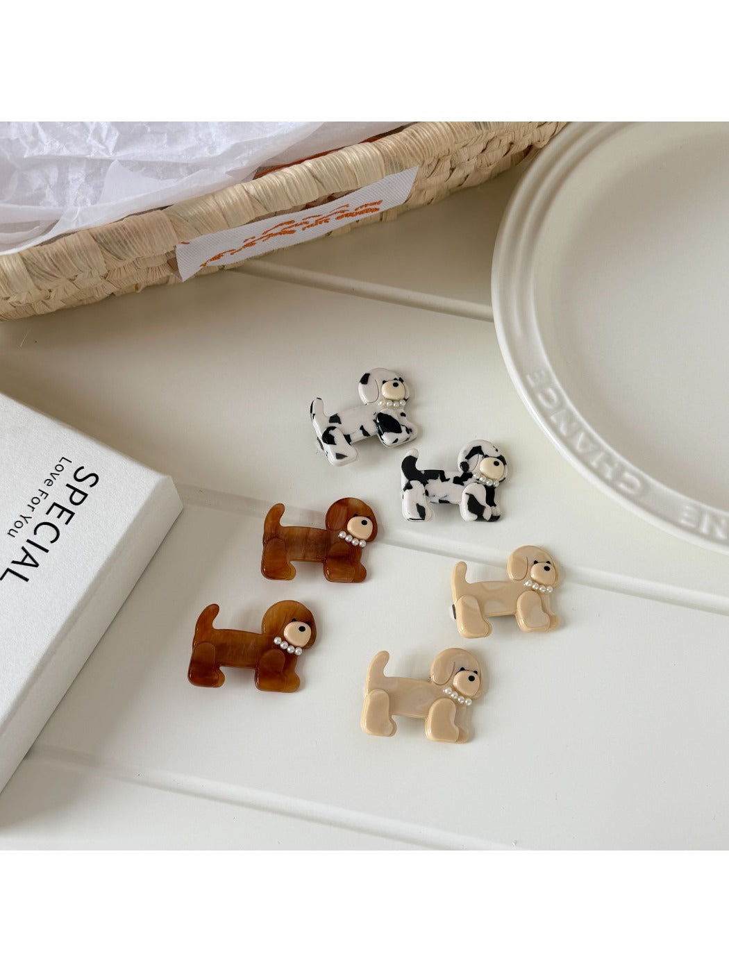 Beau - Sweet Dog Design Acetate Duckbill Hair Clip