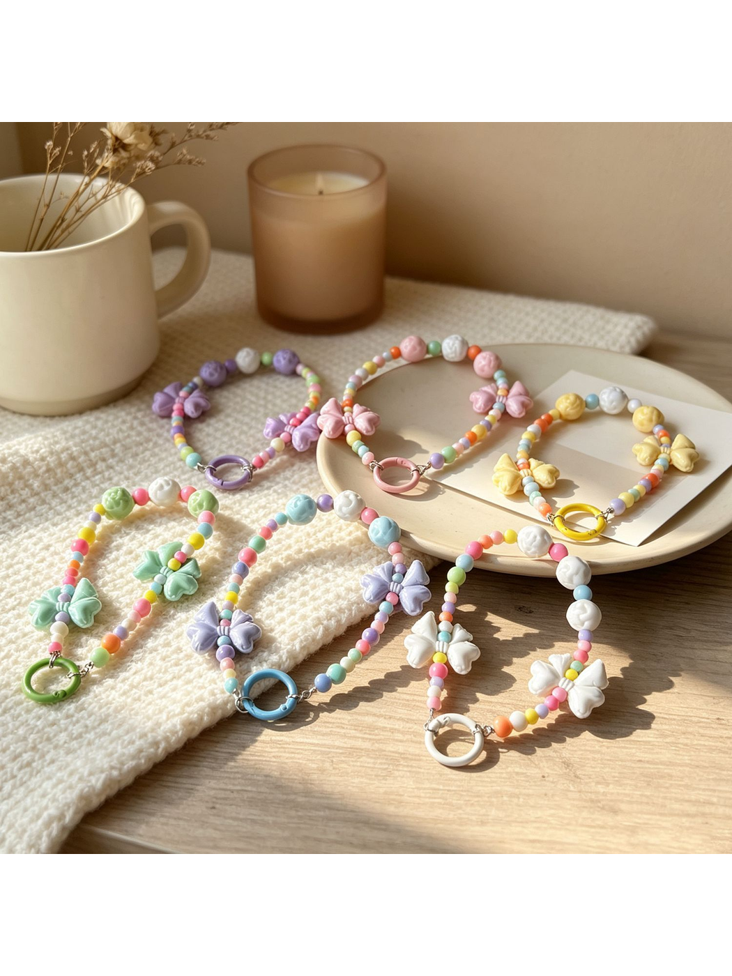 Keypus - Acrylic Bow Beaded Bag Charm Keychain