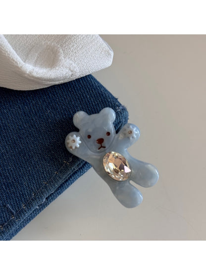 Beau - Cute Bear Oval Rhinestone Side Hair Clip