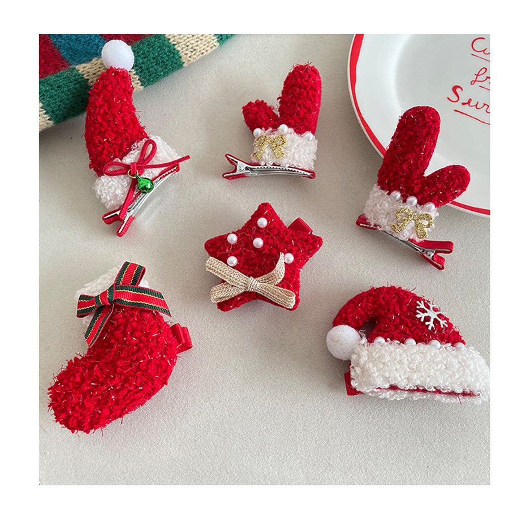 Beau - Red Christmas Theme Bow Detail Hair Clip