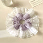 Gifty Sweet Minimalist Plaid Scrunchie in soft beige and brown tones on white background