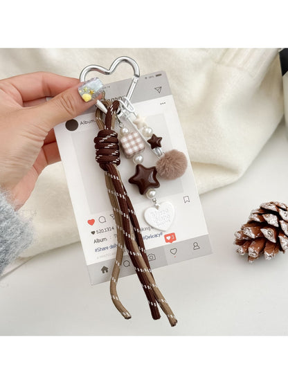 Keypus - Simple Style Heart Pendant Woven Keychain