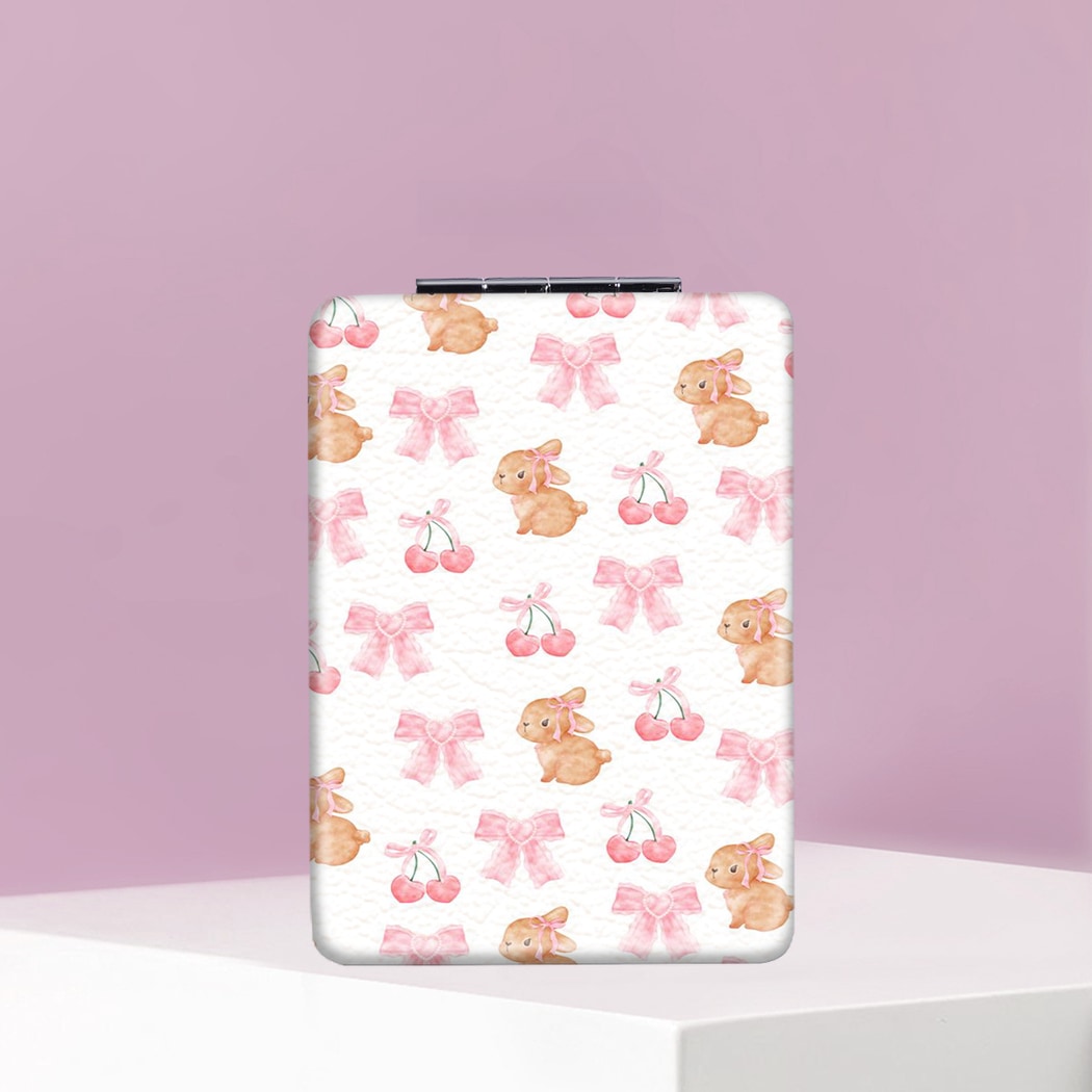 Mirroray - Foldable Bow Print Portable Makeup Mirror