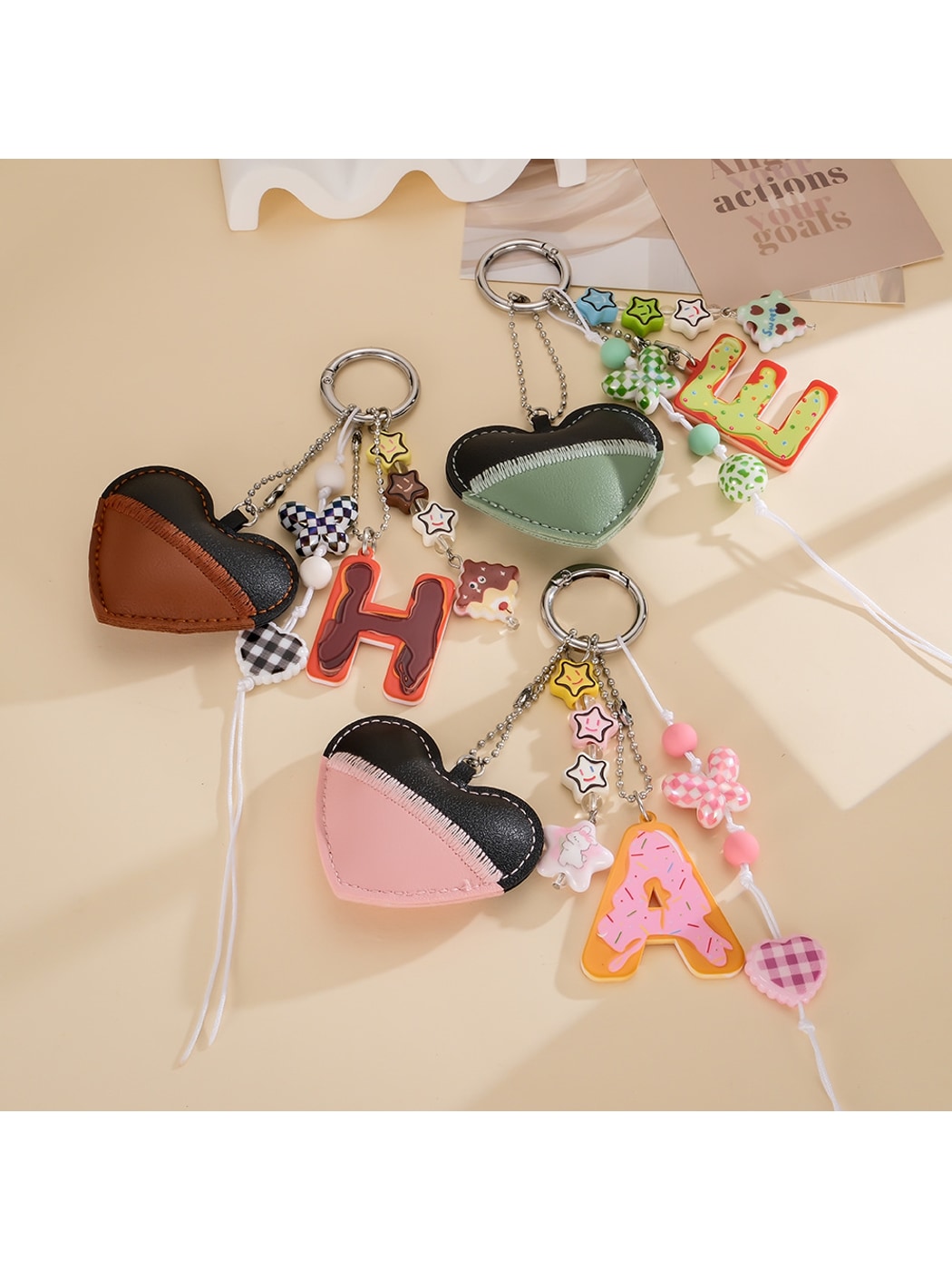 Keypus - Two Tone Heart Letter Bag Charm Keychain