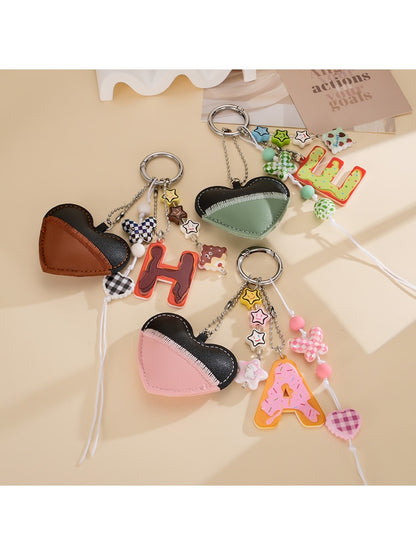 Keypus - Two Tone Heart Letter Bag Charm Keychain