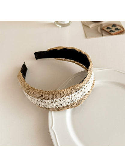 Gifty - Women's Wide Woven Lace Detail Textured Headband