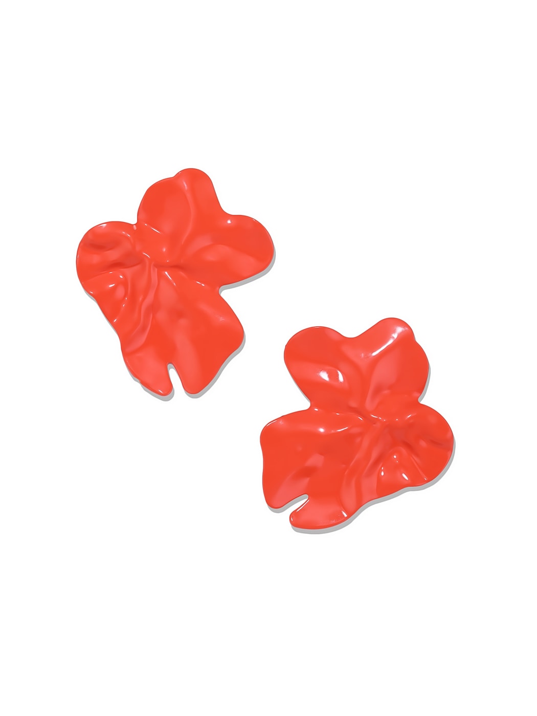 Earedge - Glossy Flower Shape Alloy Stud Earrings