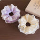 Side view of Gifty polka dot lace double layer scrunchie highlighting layered design