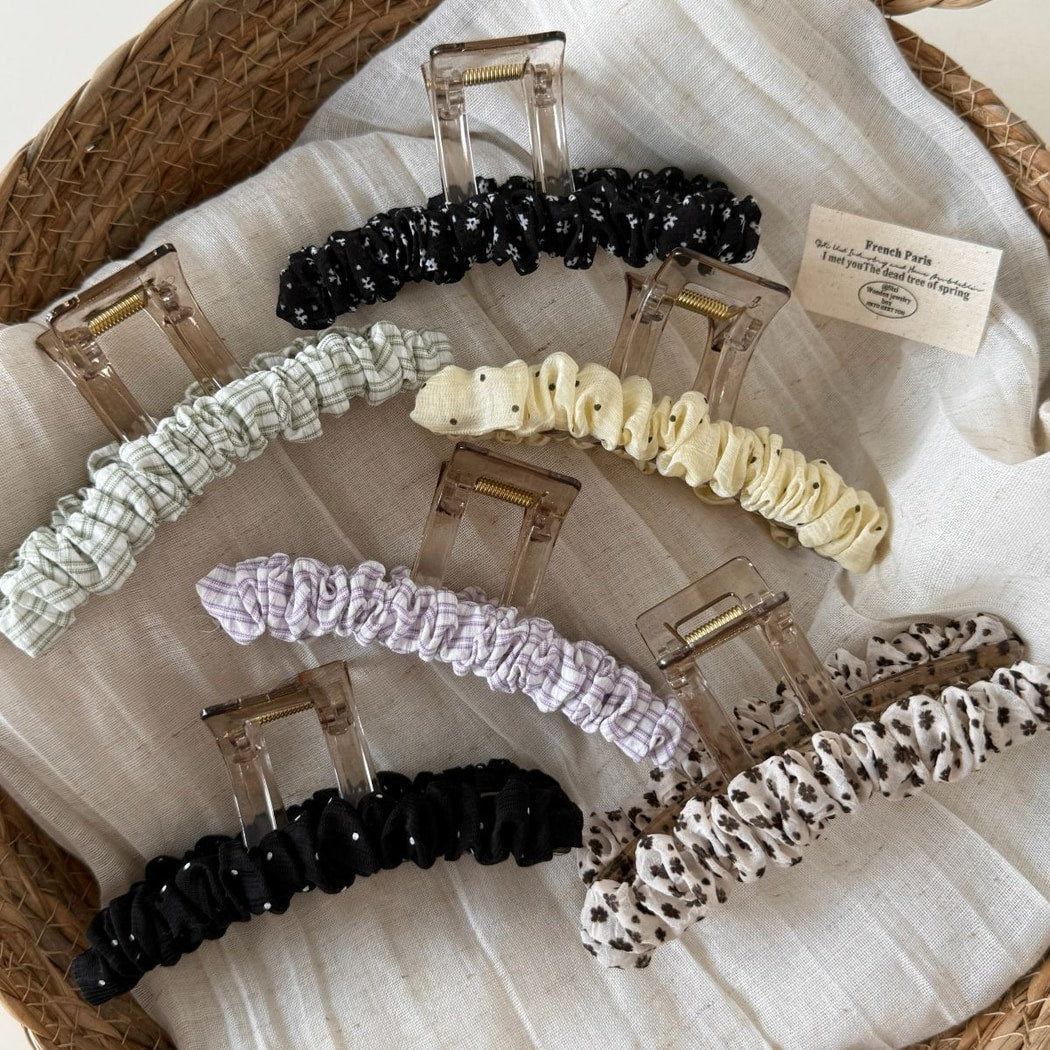 Beau - Ruched Straight Bar Decorative Hair Claw Clip