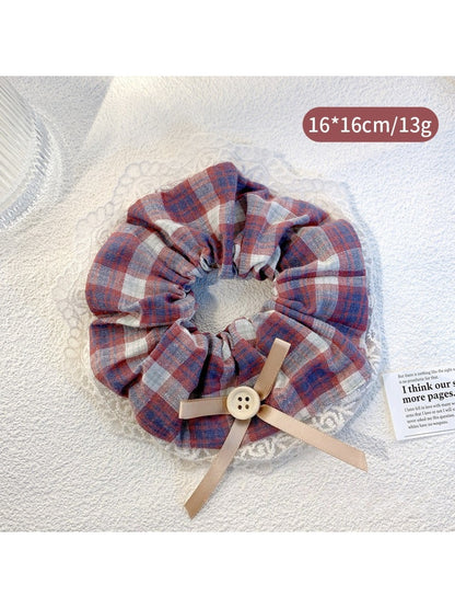 Gifty - Vintage Bow Checkered Scrunchie