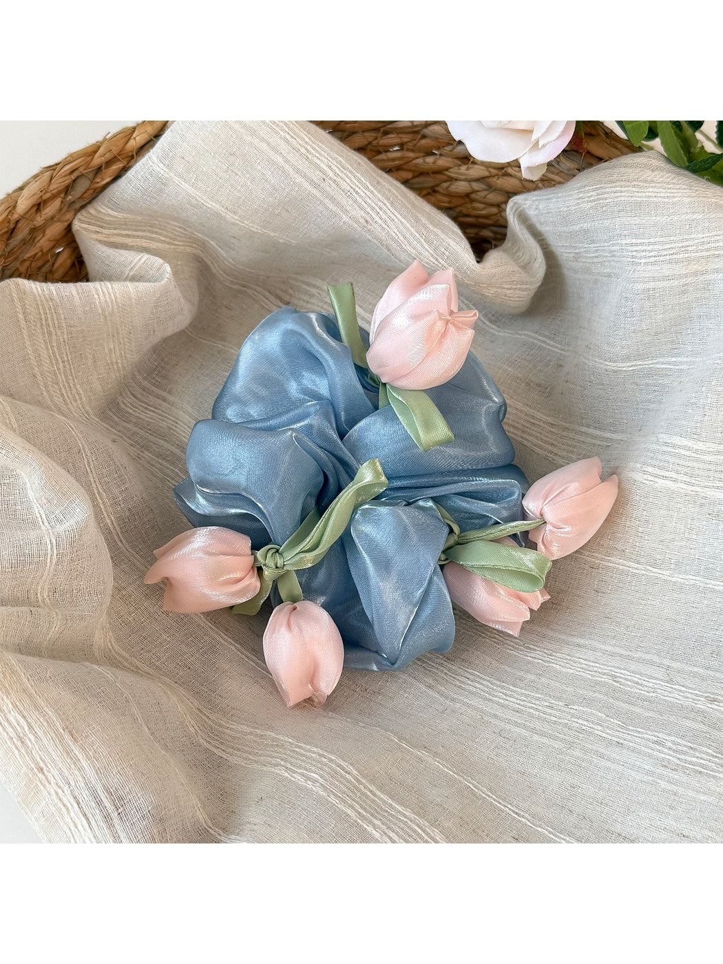 Gifty - Ruffled Flower Mesh Scrunchie