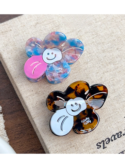 Beau - Smiley Flower Acetate Fiber Claw Clip