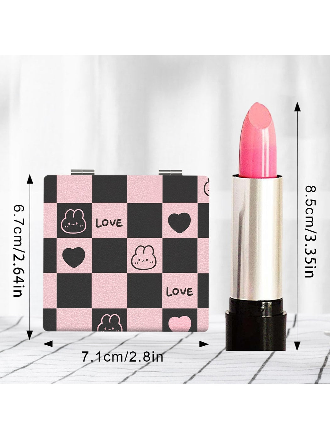 Mirroray - Checkered Pattern Folding Makeup Mirror