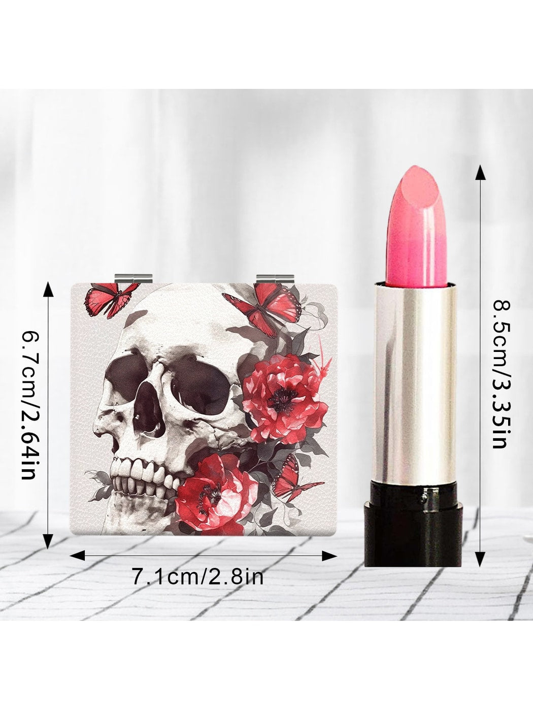 Mirroray - Gothic Skull Print Portable Folding Mirror