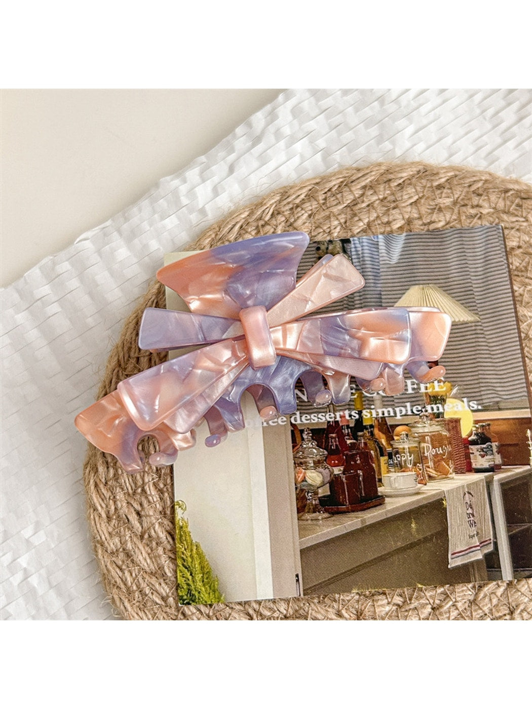 Beau - Alloy Detail Acetate Bow Shape Hair Claw Clip